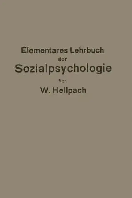 Cover of Elementares Lehrbuch Der Sozialpsychologie