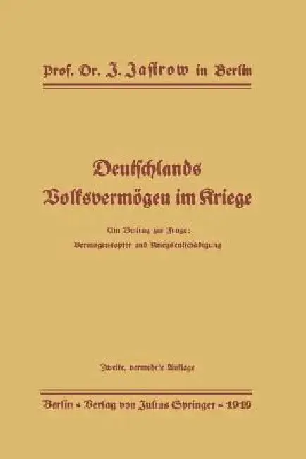 Cover of Deutschlands Volksvermögen Im Kriege