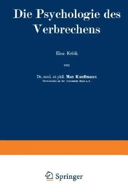 Cover of Die Psychologie Des Verbrechens