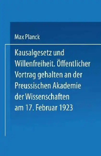 Cover of Kausalgesetz Und Willensfreiheit