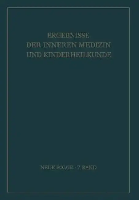 Cover of Ergebnisse Der Inneren Medizin Und Kinderheilkunde