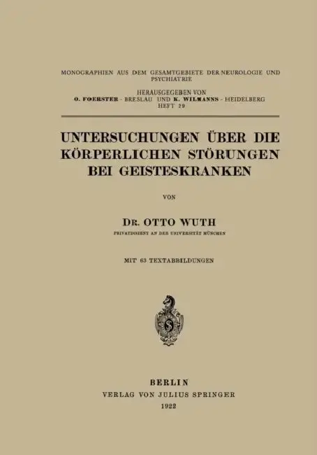 Cover of Untersuchungen Über Die Körperlichen Störungen Bei Geisteskranke