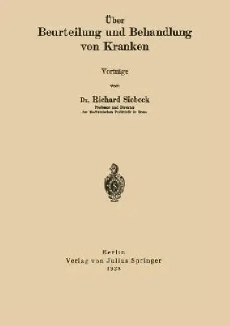 Cover of Über Beurteilung Und Behandlung Von Kranken