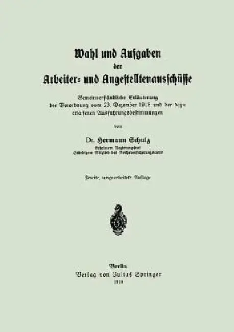 Cover of Wahl Und Aufgaben Der Arbeiter- Und Angestelltenausschüsse