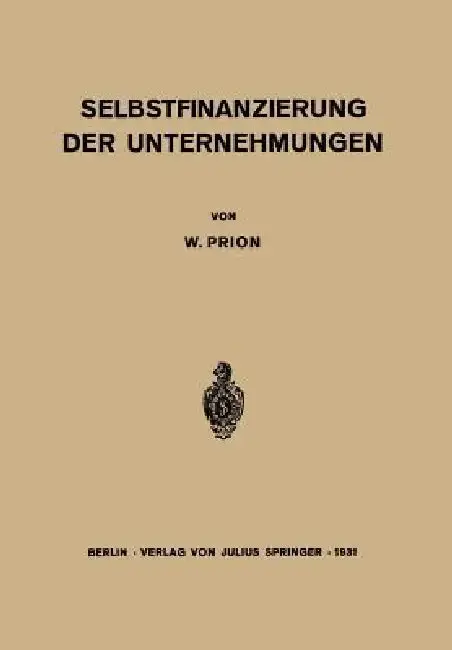 Cover of Selbstfinanzierung Der Unternehmungen