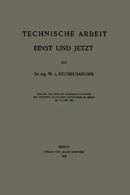 Cover of Technische Arbeit Einst Und Jetzt