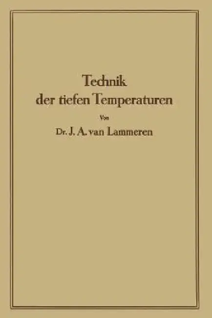 Cover of Technik Der Tiefen Temperaturen
