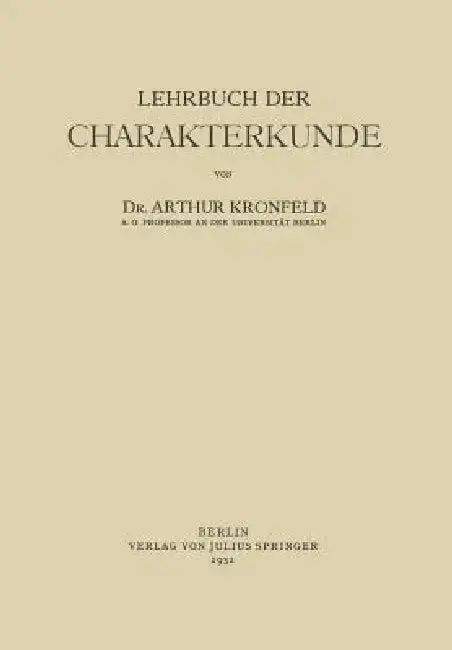 Cover of Lehrbuch Der Charakterkunde