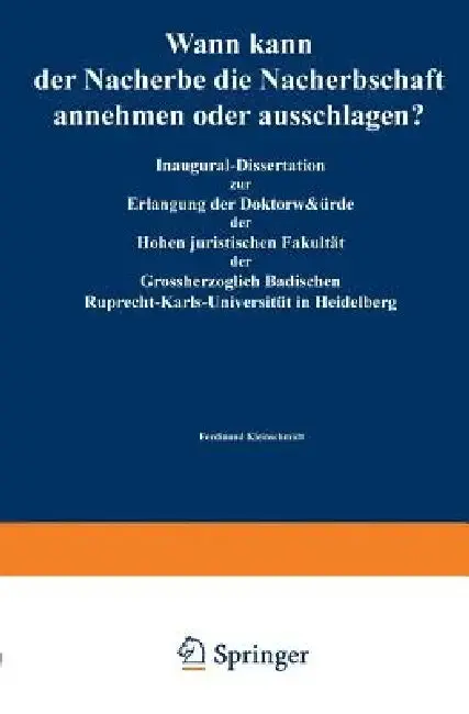 Cover of Wann Kann Der Nacherbe Die Nacherbschaft Annehmen Oder Ausschlagen?