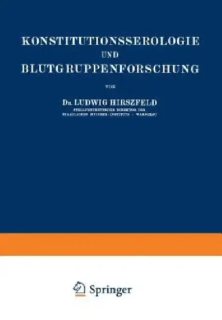 Cover of Konstitutionsserologie Und Blutgruppenforschung