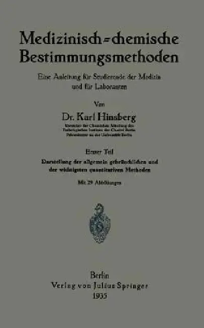Cover of Medizinisch = Chemische Bestimmungsmethoden