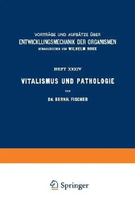 Cover of Vitalismus Und Pathologie