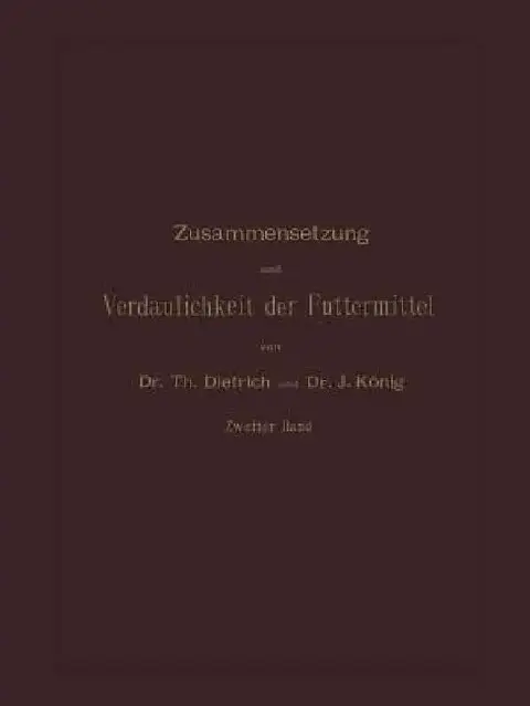 Cover of Zusammensetzung Und Verdaulichkeit Der Futtermittel