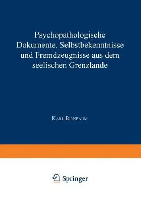 Cover of Psychopathologische Dokumente