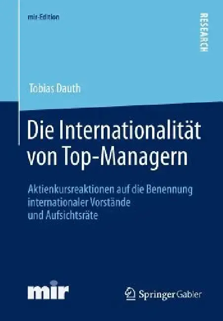 Cover of Die Internationalität Von Top-Managern