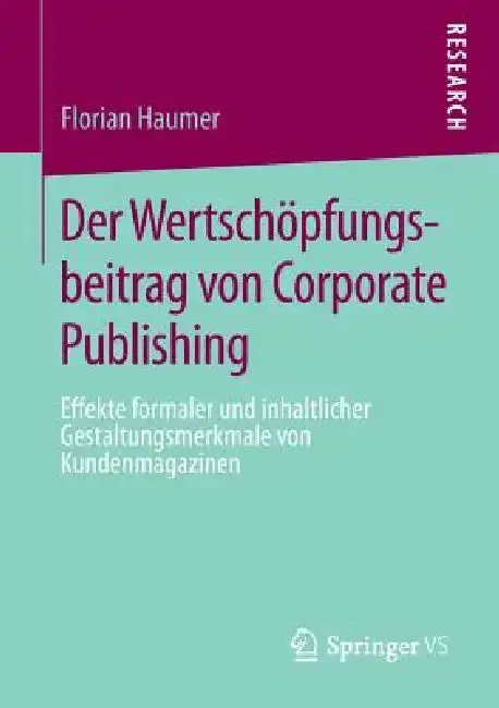 Cover of Der Wertschöpfungsbeitrag Von Corporate Publishing