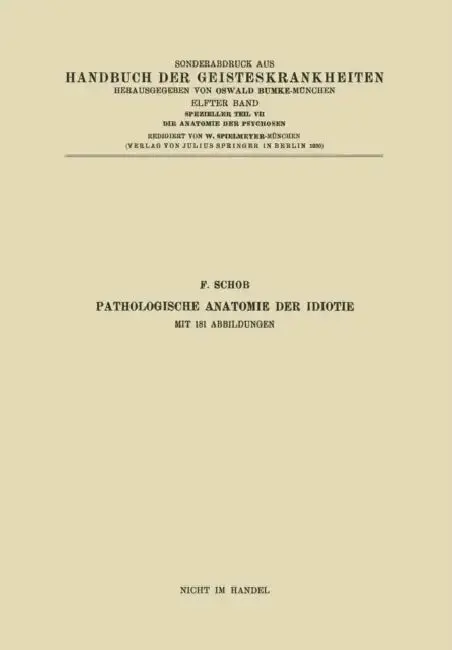 Cover of Pathologische Anatomie Der Idiotie