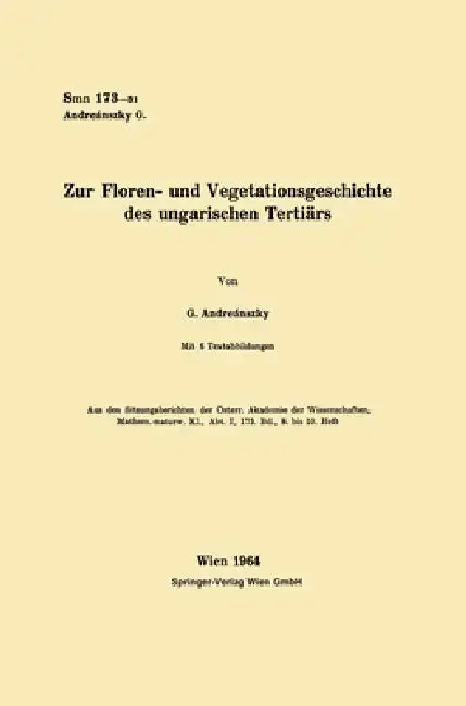Cover of Zur Floren- und Vegetationsgeschichte des ungarischen Tertiärs