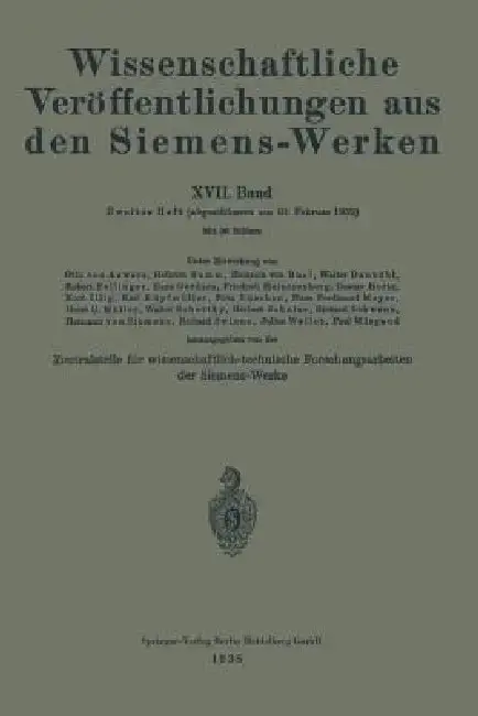 Cover of Wissenschaftliche Veröffentlichungen Aus Den Siemens-Werken