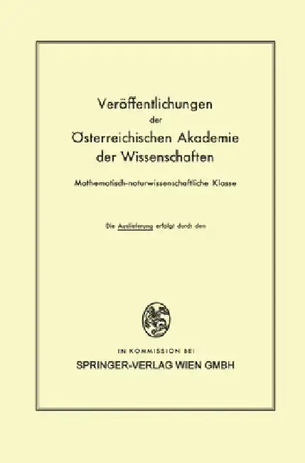 Cover of Die Veröffentlichungen der Österreichischen Akademie der Wissenschaften Mathematisch-naturwissenschaftliche Klasse