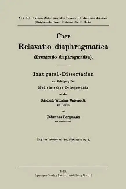 Cover of Über Relaxatio Diaphragmatica (Eventratio Diaphragmatica)