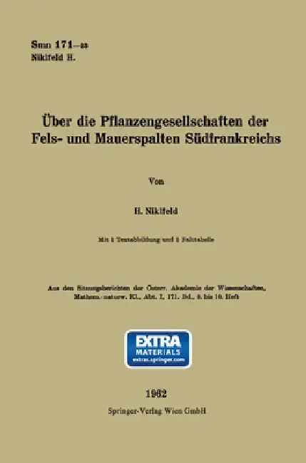 Cover of Über die Pflanzengesellschaften der Fels- und Mauerspalten Südfrankreichs