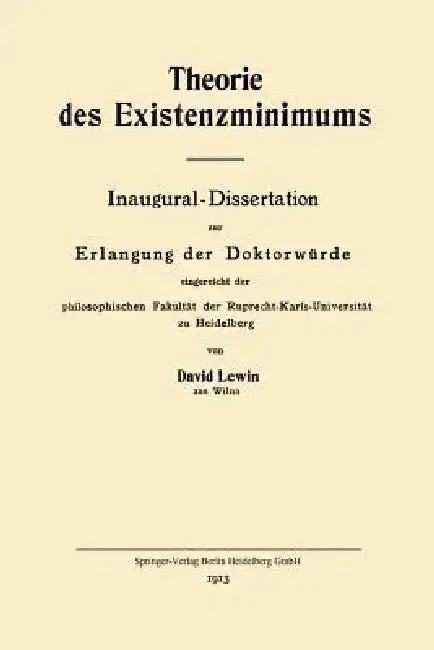 Cover of Theorie Des Existenzminimums