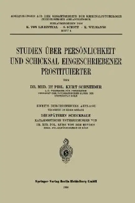 Cover of Studien Über Persönlichkeit Und Schicksal Eingeschriebener Prostituierter