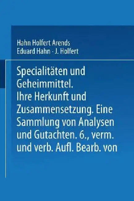 Cover of Spezialitäten Und Geheimmittel