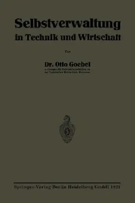 Cover of Selbstverwaltung in Technik Und Wirtschaft
