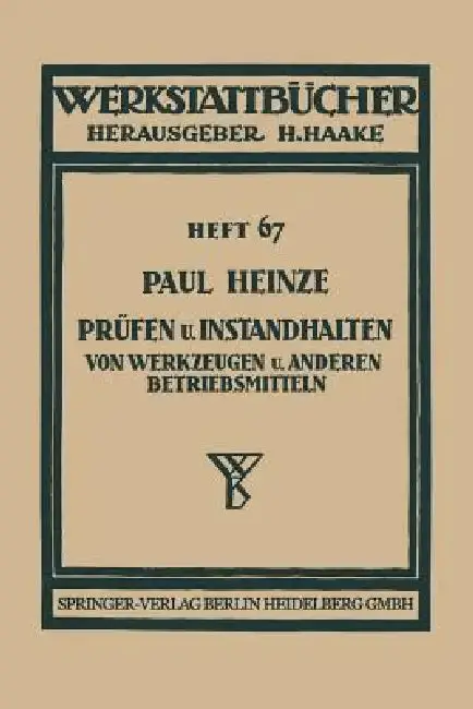 Cover of Prüfen Und Instandhalten Von Werkzeugen Und Anderen Betriebsmitteln