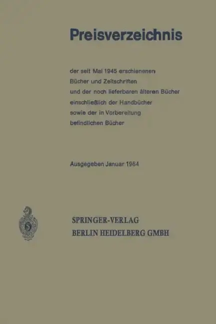 Cover of Preisverzeichnis