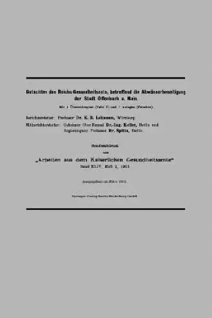 Cover of Gutachten Des Reichs-Gesundheitsrats, Betreffend Die Abwässerbeseitigung Der Stadt Offenbach A. Main