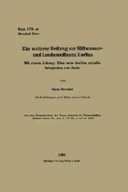 Cover of Ein Weiterer Beitrag Zur Süßwasser- Und Landasselfauna Korfus