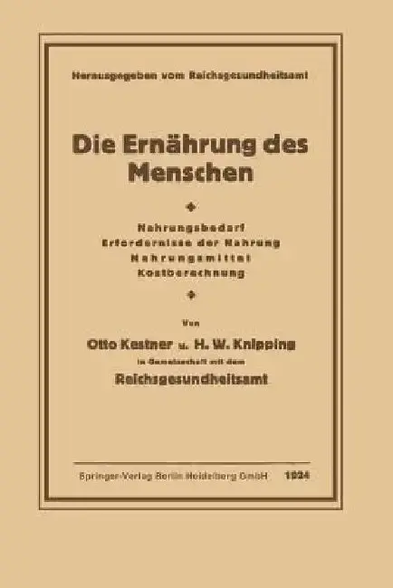 Cover of Die Ernährung Des Menschen