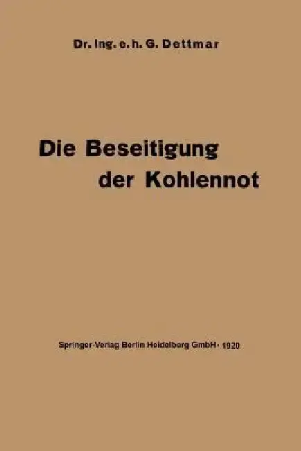 Cover of Die Beseitigung Der Kohlennot
