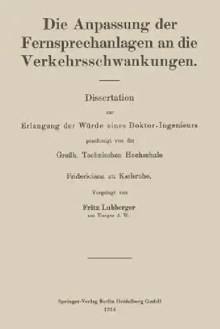 Cover of Die Anpassung Der Fernsprechanlagen an Die Verkehrsschwankungen