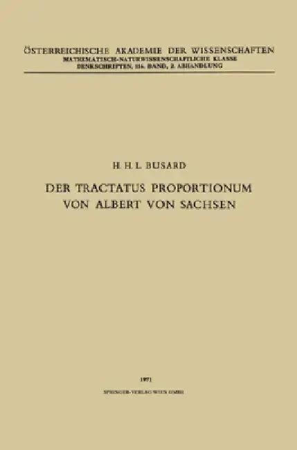 Cover of Der Tractatus Proportionum von Albert von Sachsen