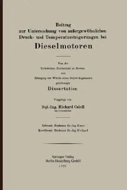 Cover of Beitrag Zur Untersuchung Von Außergewöhnlichen Druck- Und Temperatursteigerungen Bei Dieselmotoren