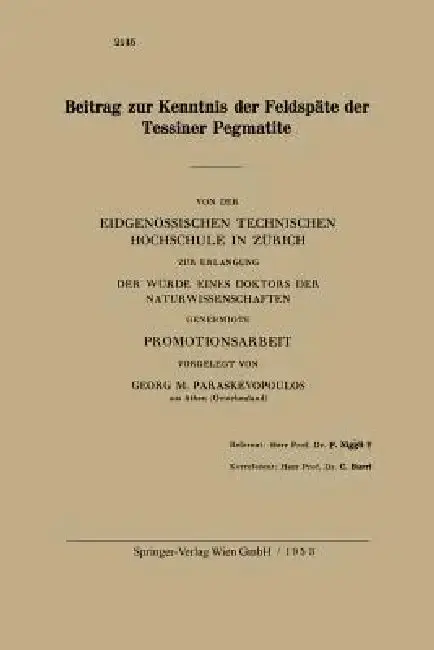 Cover of Beitrag Zur Kenntnis Der Feldspäte Der Tessiner Pegmatite
