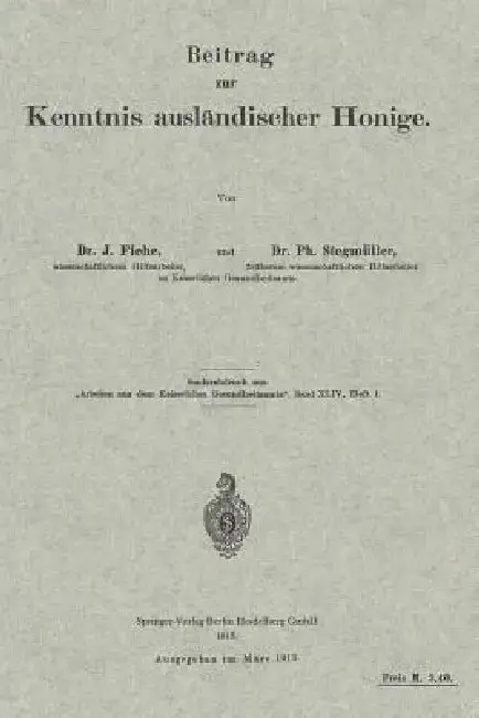 Cover of Beitrag Zur Kenntnis Ausländischer Honige