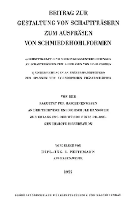 Cover of Beitrag zur Gestaltung von Schaftfräsern zum Ausfräsen von Schmiedehohlformen