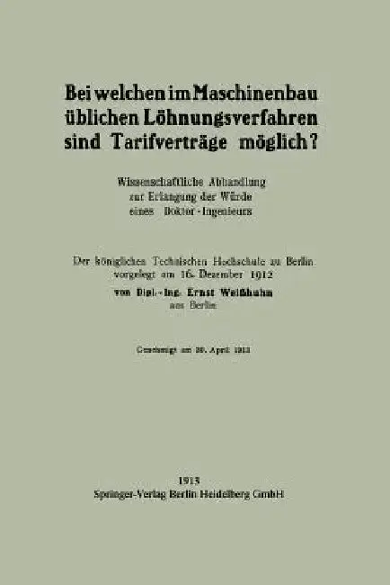 Cover of Bei Welchen Im Maschinenbau Üblichen Löhnungsverfahren Sind Tarifverträge Möglich?