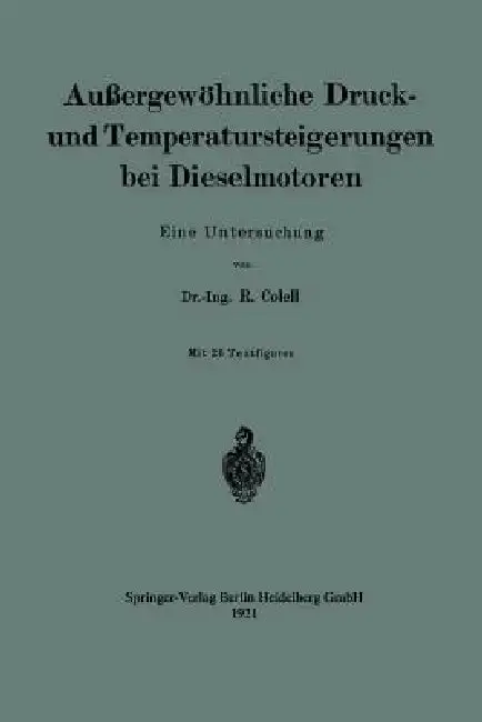 Cover of Außergewöhnliche Druck- Und Temperatursteigerungen Bei Dieselmotoren