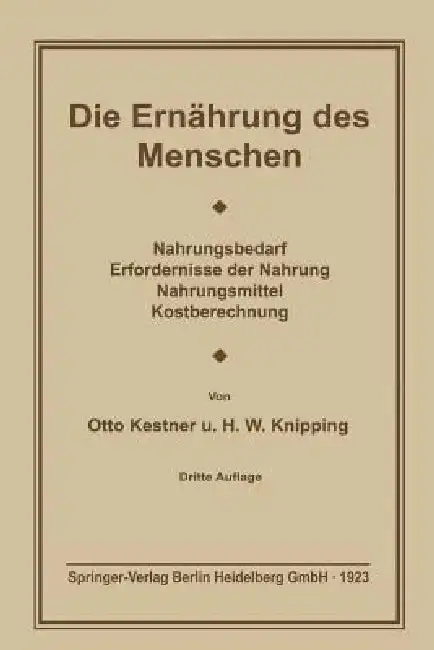 Cover of Die Ernährung Des Menschen