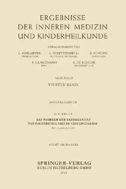 Cover of Das Problem Der Pathogenität Von Escherichia Coli Im Säuglingsalter