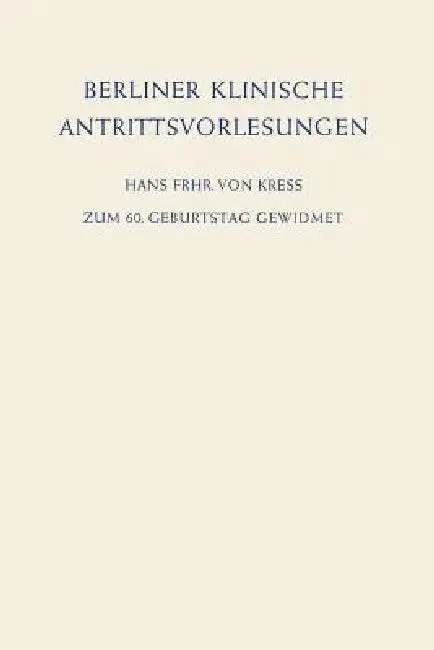 Cover of Berliner Klinische Antrittsvorlesungen