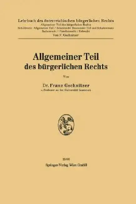 Cover of Allgemeiner Teil Des Bürgerlichen Rechts