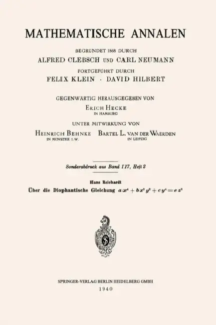 Cover of Über Die Diophantische Gleichung Ax4+bx2y2+cy4=ez2