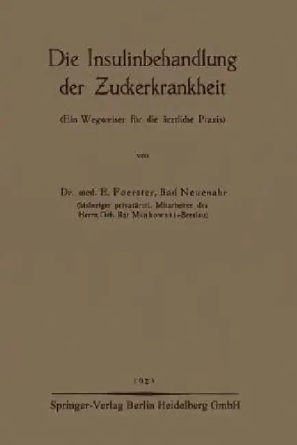 Cover of Die Insulinbehandlung Der Zuckerkrankheit